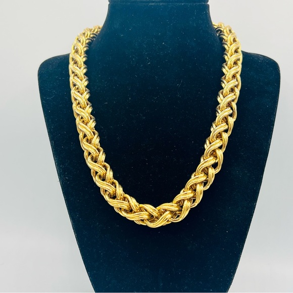 Thick vintage MONET round weave gold chain necklace 18” chunky heavy! - Picture 10 of 11